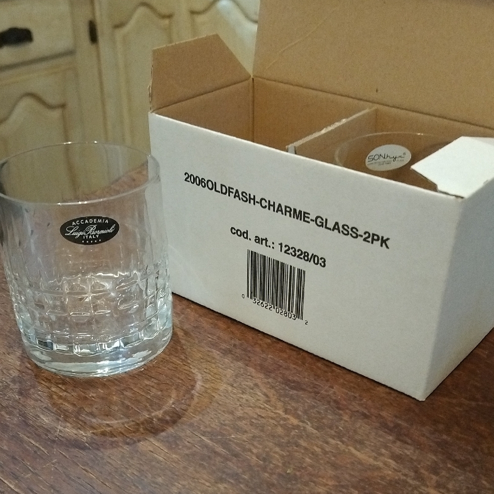 Old Fashioned glasses Accademia Luigi Bormioli Italy 2 pack. Housecahelf4
